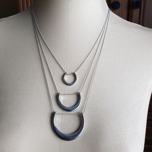 Long Layered Crescent Moon Necklace Slidable Waterfall Reversible Dainty Chain
